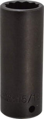 Proto - 1/2" Drive 15/16" Deep Impact Socket - 12 Points, 3-1/2" OAL - USA Tool & Supply