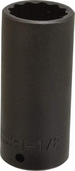 Proto - 1/2" Drive 1-1/8" Deep Impact Socket - 12 Points, 3-1/2" OAL - USA Tool & Supply