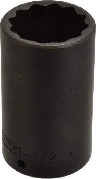 Proto - 1/2" Drive 1-1/2" Deep Impact Socket - 12 Points, 3-1/2" OAL - USA Tool & Supply