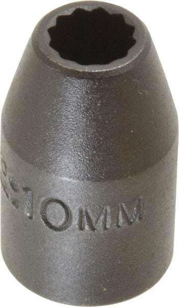 Proto - 1/2" Drive 10mm Standard Impact Socket - 12 Points, 1-1/2" OAL - USA Tool & Supply