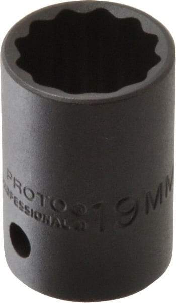 Proto - 1/2" Drive 19mm Standard Impact Socket - 12 Points, 1-1/2" OAL - USA Tool & Supply
