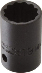 Proto - 1/2" Drive 19mm Standard Impact Socket - 12 Points, 1-1/2" OAL - USA Tool & Supply