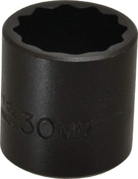 Proto - 1/2" Drive 30mm Standard Impact Socket - 12 Points, 2" OAL - USA Tool & Supply
