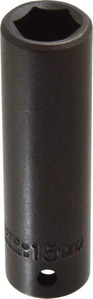 Proto - 1/2" Drive 15mm Deep Impact Socket - 6 Points, 3-1/4" OAL - USA Tool & Supply