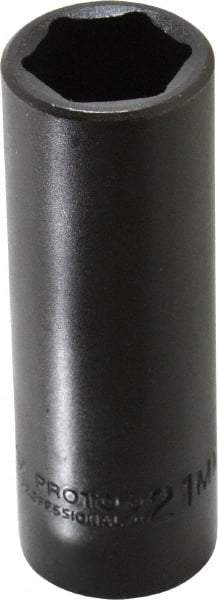 Proto - 1/2" Drive 21mm Deep Impact Socket - 6 Points, 3-1/4" OAL - USA Tool & Supply