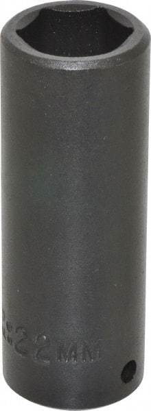 Proto - 1/2" Drive 22mm Deep Impact Socket - 6 Points, 3-1/2" OAL - USA Tool & Supply
