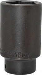 Proto - 1/2" Drive 36mm Deep Impact Socket - 6 Points, 3-1/2" OAL - USA Tool & Supply
