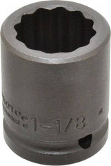 Proto - 3/4" Drive 1-1/8" Standard Impact Socket - 12 Points, 2-3/16" OAL - USA Tool & Supply