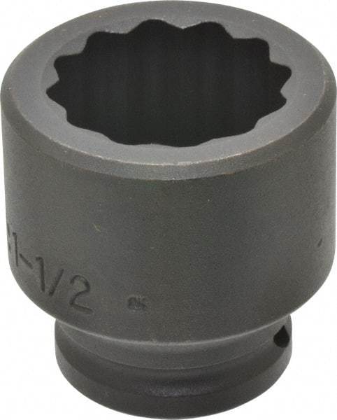 Proto - 3/4" Drive 1-1/2" Standard Impact Socket - 12 Points, 2-3/8" OAL - USA Tool & Supply