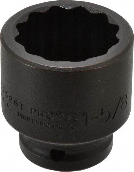 Proto - 3/4" Drive 1-5/8" Standard Impact Socket - 12 Points, 2-7/16" OAL - USA Tool & Supply