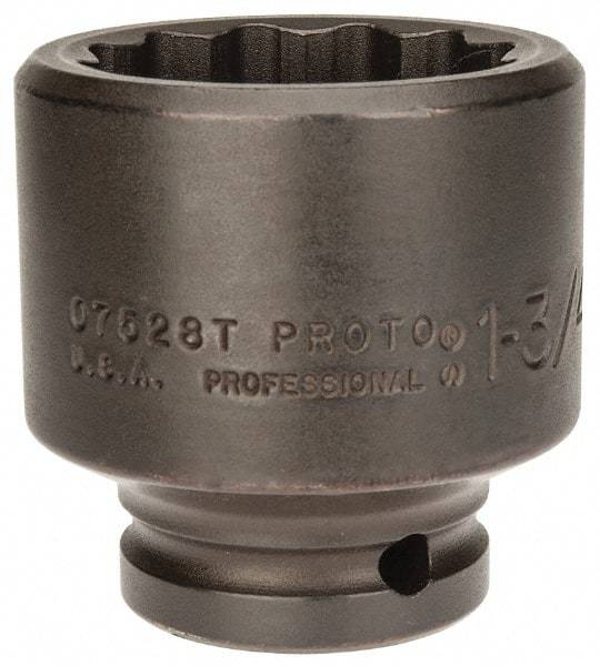 Proto - 3/4" Drive 1-3/4" Standard Impact Socket - 12 Points, 2-5/8" OAL - USA Tool & Supply