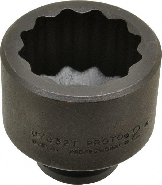 Proto - 3/4" Drive 2" Standard Impact Socket - 12 Points, 2-13/16" OAL - USA Tool & Supply