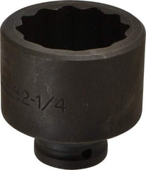 Proto - 3/4" Drive 2-1/4" Standard Impact Socket - 12 Points, 3-1/4" OAL - USA Tool & Supply