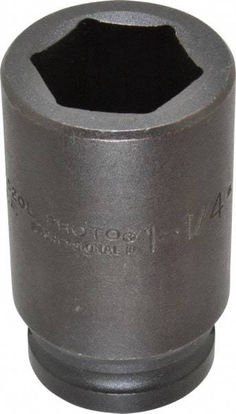 Proto - 3/4" Drive 1-1/4" Deep Impact Socket - 6 Points, 3-1/4" OAL - USA Tool & Supply
