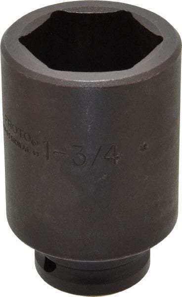 Proto - 3/4" Drive 1-3/4" Deep Impact Socket - 6 Points, 3-7/8" OAL - USA Tool & Supply