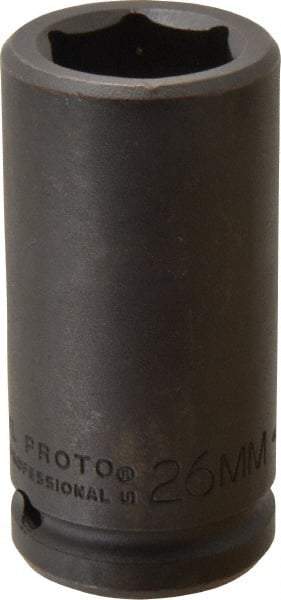 Proto - 3/4" Drive 26mm Deep Impact Socket - 6 Points, 3-1/4" OAL - USA Tool & Supply