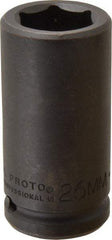 Proto - 3/4" Drive 26mm Deep Impact Socket - 6 Points, 3-1/4" OAL - USA Tool & Supply