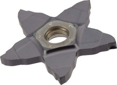 Iscar - PENTA C IC908 Grade, 0.1063" Cutting Width, Carbide Cutoff Insert - Neutral Lead Angle, 0.004" Cnr Rad, TiAlN Coated, Other End - USA Tool & Supply