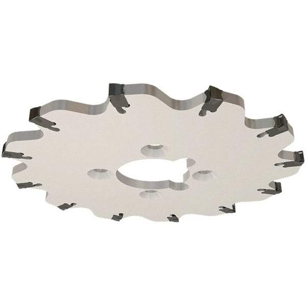 Iscar - Arbor Hole Connection, 0.139" Cutting Width, 0.217" Depth of Cut, 32mm Cutter Diam, 8mm Hole Diam, 4 Tooth Indexable Slotting Cutter - SGSA Toolholder, GSAN 3 Insert, Right Hand Cutting Direction - USA Tool & Supply