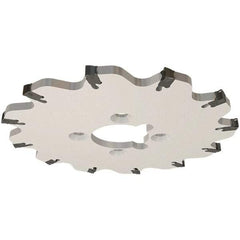 Iscar - Arbor Hole Connection, 0.139" Cutting Width, 0.217" Depth of Cut, 32mm Cutter Diam, 8mm Hole Diam, 4 Tooth Indexable Slotting Cutter - SGSA Toolholder, GSAN 3 Insert, Right Hand Cutting Direction - USA Tool & Supply
