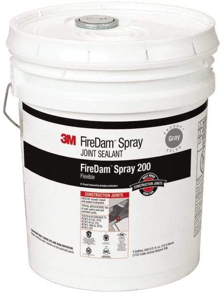 3M - 5 Gal Pail Gray Elastomer Joint Sealant - 110°F Max Operating Temp, 24 hr Full Cure Time, Series Spray 200 - USA Tool & Supply