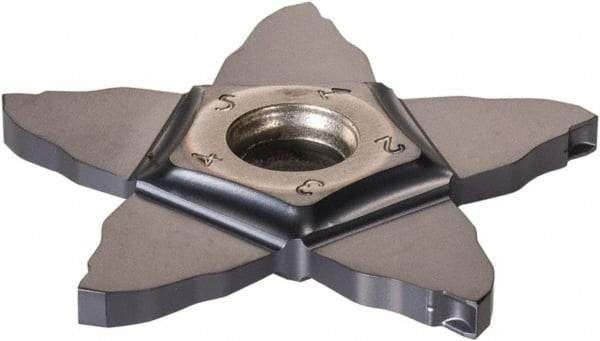 Iscar - PENTA C IC908 Grade, 0.0874" Cutting Width, Carbide Cutoff Insert - 0° Neutral Lead Angle, 0.006" Cnr Rad, TiAlN Coated, Other End - USA Tool & Supply