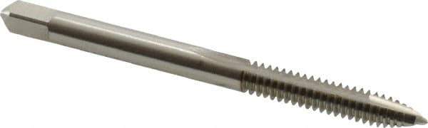 Hertel - #10-24 UNC, 2 Flute, Bright Finish, High Speed Steel Spiral Point Tap - Plug Chamfer, Right Hand Thread, 2-3/8" OAL, 7/8" Thread Length, 0.194" Shank Diam - Exact Industrial Supply