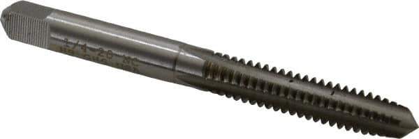 Hertel - 1/4-20 UNC 4 Flute Bright Finish High Speed Steel Straight Flute Standard Hand Tap - Plug, Right Hand Thread, 2-1/2" OAL, 1" Thread Length, H6 Limit - Exact Industrial Supply