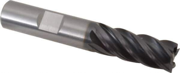 Kennametal - 1/2", 1-1/4" LOC, 1/2" Shank Diam, 3" OAL, 5 Flute, Solid Carbide Square End Mill - Single End, AlTiN Finish, Spiral Flute, 38° Helix, Right Hand Cut, Right Hand Flute, Series UDDE - USA Tool & Supply