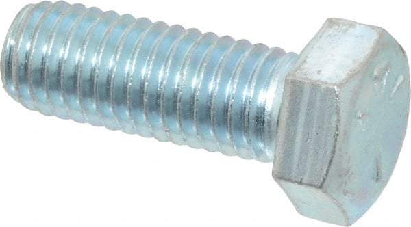 Made in North America - 1/2-13 UNC, 1-3/8" Length Under Head Hex Head Cap Screw - Fully Threaded, Grade 5 Steel, Zinc-Plated Finish, 3/4" Hex - USA Tool & Supply