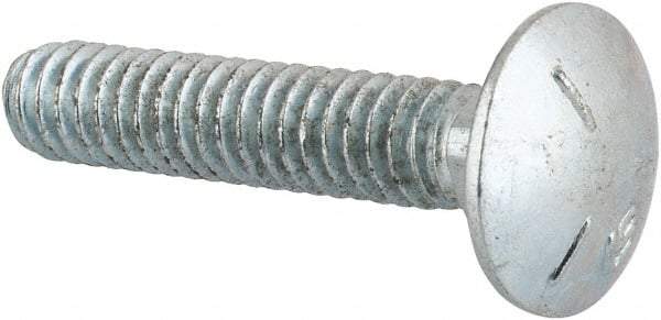 Value Collection - 1/4-20 UNC 1-1/4" Length Under Head, Standard Square Neck, Carriage Bolt - Grade 5 Steel, Zinc-Plated Finish - USA Tool & Supply