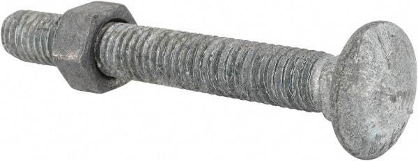 Value Collection - 3/8-16 UNC 3" Length Under Head, Standard Square Neck, Carriage Bolt - Grade 5 Steel, Galvanized Finish - USA Tool & Supply