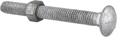 Value Collection - 3/8-16 UNC 3-1/2" Length Under Head, Standard Square Neck, Carriage Bolt - Grade 5 Steel, Galvanized Zinc-Plated Finish - USA Tool & Supply