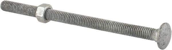 Value Collection - 3/8-16 UNC 6" Length Under Head, Standard Square Neck, Carriage Bolt - Grade 5 Steel, Galvanized Zinc-Plated Finish - USA Tool & Supply