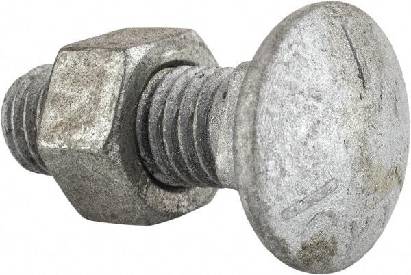 Value Collection - 1/2-13 UNC 1-1/2" Length Under Head, Standard Square Neck, Carriage Bolt - Grade 5 Steel, Galvanized Zinc-Plated Finish - USA Tool & Supply