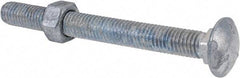 Value Collection - 1/2-13 UNC 5" Length Under Head, Standard Square Neck, Carriage Bolt - Grade 5 Steel, Galvanized Zinc-Plated Finish - USA Tool & Supply