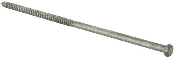 Value Collection - 3/8" Screw, 12" Length Under Head, Steel, Hex Head Lag Screw - Hot Dipped Galvanized, Grade 2 - USA Tool & Supply