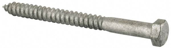 Value Collection - 1/2" Screw, 5-1/2" Length Under Head, Steel, Hex Head Lag Screw - Hot Dipped Galvanized, Grade 2 - USA Tool & Supply