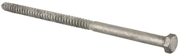 Value Collection - 1/2" Screw, 10" Length Under Head, Steel, Hex Head Lag Screw - Hot Dipped Galvanized, Grade 2 - USA Tool & Supply