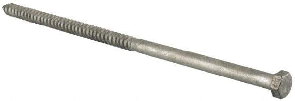Value Collection - 1/2" Screw, 12" Length Under Head, Steel, Hex Head Lag Screw - Hot Dipped Galvanized, Grade 2 - USA Tool & Supply