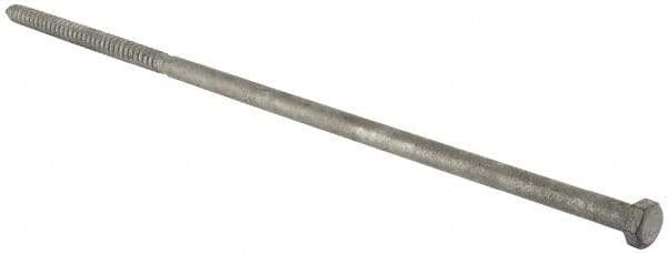 Value Collection - 1/2" Screw, 18" Length Under Head, Steel, Hex Head Lag Screw - Hot Dipped Galvanized, Grade 2 - USA Tool & Supply