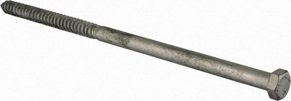 Value Collection - 5/8" Screw, 14" Length Under Head, Steel, Hex Head Lag Screw - Hot Dipped Galvanized, Grade 2 - USA Tool & Supply