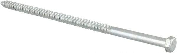 Value Collection - 3/8" Screw, 9" Length Under Head, Steel, Hex Head Lag Screw - Zinc Plated, Grade 2 - USA Tool & Supply