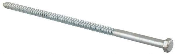 Value Collection - 3/8" Screw, 10" Length Under Head, Steel, Hex Head Lag Screw - Zinc Plated, Grade 2 - USA Tool & Supply