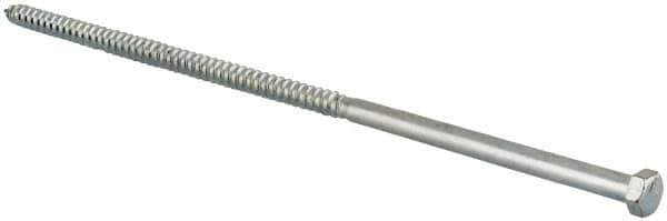 Value Collection - 3/8" Screw, 12" Length Under Head, Steel, Hex Head Lag Screw - Zinc Plated, Grade 2 - USA Tool & Supply