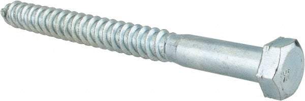 Value Collection - 1/2" Screw, 5-1/2" Length Under Head, Steel, Hex Head Lag Screw - Zinc Plated, Grade 2 - USA Tool & Supply