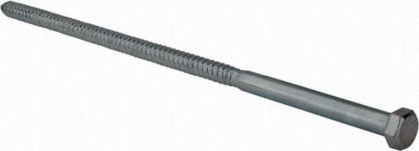 Value Collection - 1/2" Screw, 14" Length Under Head, Steel, Hex Head Lag Screw - Zinc Plated, Grade 2 - USA Tool & Supply
