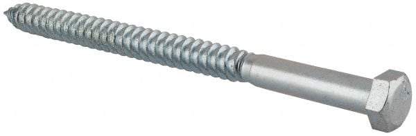 Value Collection - 5/8" Screw, 9" Length Under Head, Steel, Hex Head Lag Screw - Zinc Plated, Grade 2 - USA Tool & Supply
