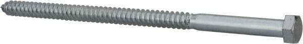Value Collection - 5/8" Screw, 12" Length Under Head, Steel, Hex Head Lag Screw - Zinc Plated, Grade 2 - USA Tool & Supply