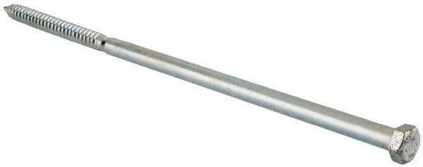 Value Collection - 5/8" Screw, 18" Length Under Head, Steel, Hex Head Lag Screw - Zinc Plated, Grade 2 - USA Tool & Supply